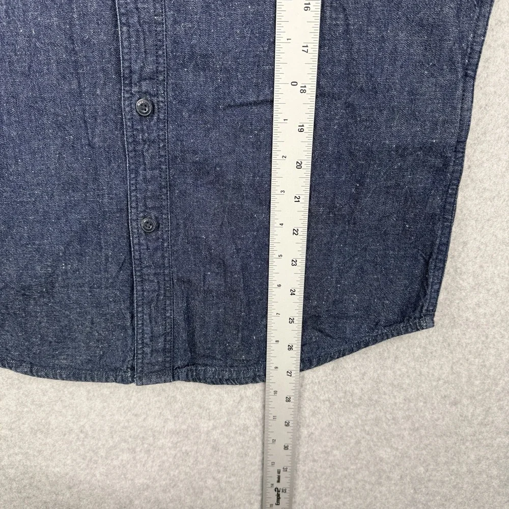 Levis Shirt Mens Small Blue Denim‎ Hemp Blend Button Up Short Sleeve Casual